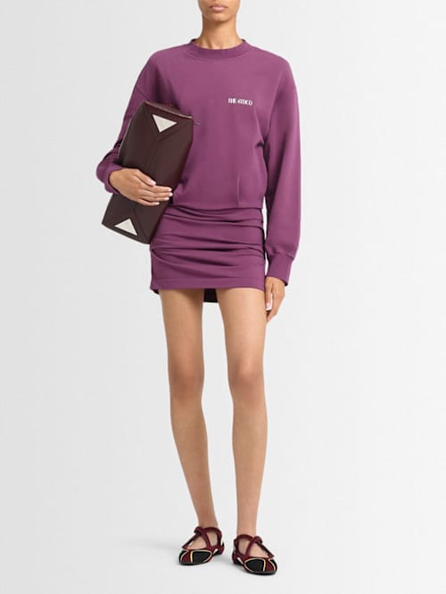 The Attico: Ruched cotton jersey mini dress