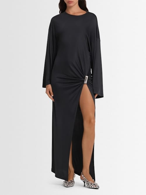 The Attico: Draped maxi dress with metal hardware