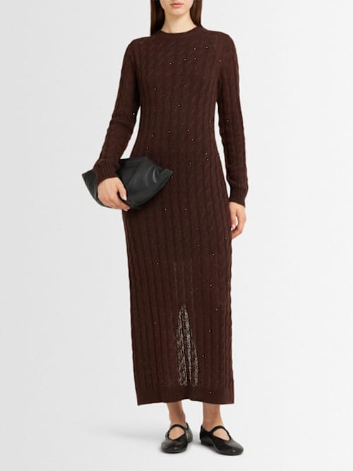 Brunello Cucinelli: Cable-knit mohair-blend midi dress