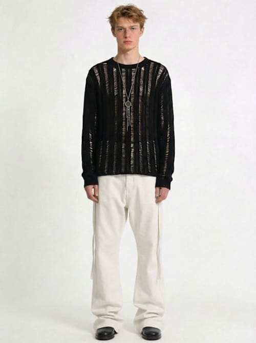 Ann Demeulemeester: 条纹长袖毛衣
