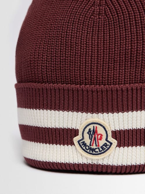Moncler: 条纹袖口针织帽