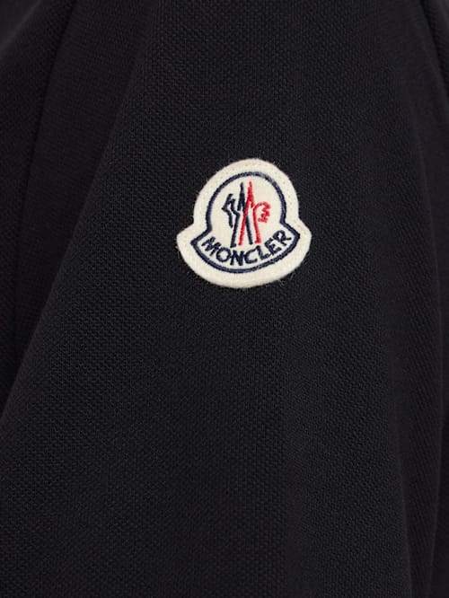 Moncler: 修身型罗纹领 polo 衫