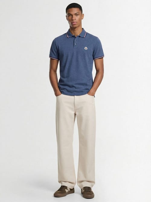 Moncler: 带罗纹领的 polo 衫