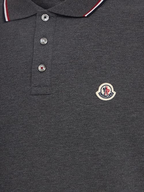 Moncler: 修身的罗纹领POLO衫