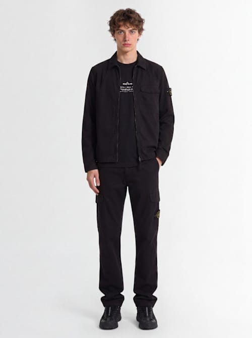 Stone Island: 徽标棉质拉链衬衫外套
