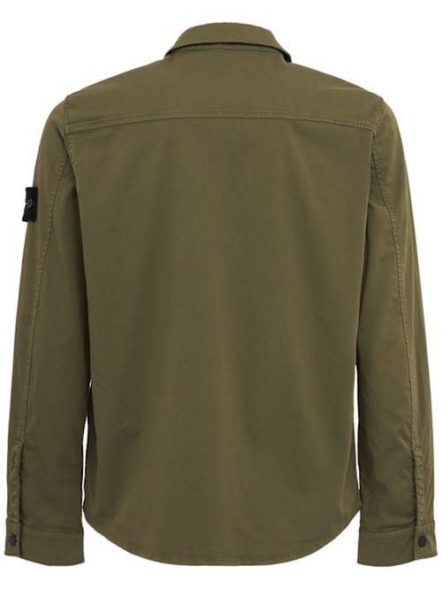 Stone Island: 棉质拉链徽标衬衫外套