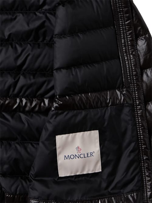 Moncler: 女性闪亮尼龙羽绒外套