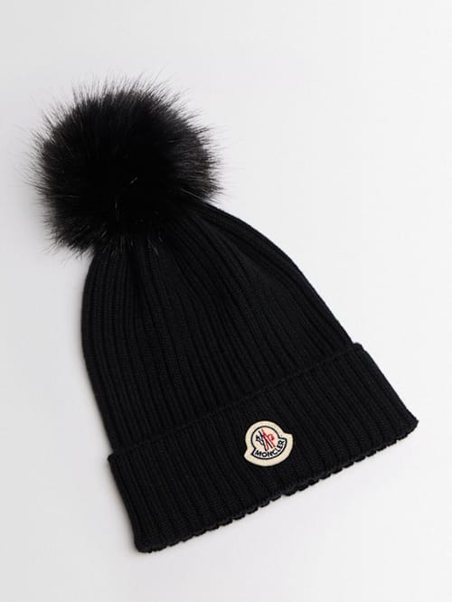 Moncler: 羊毛 pom pom 帽子
