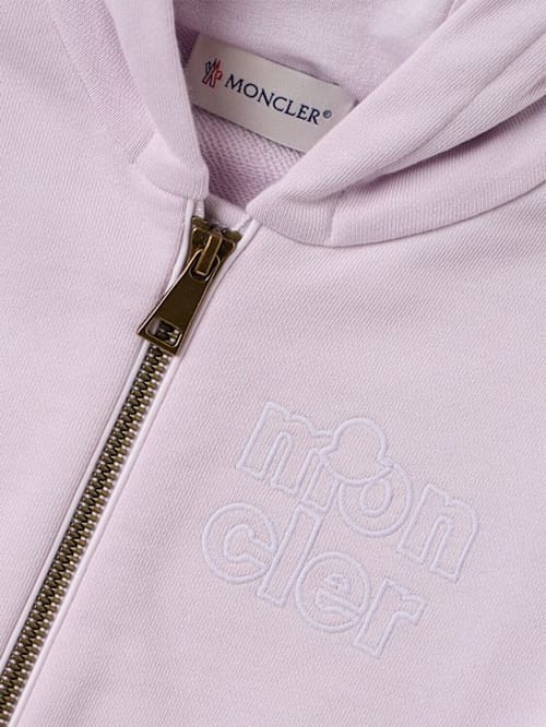 Moncler: 刺绣拉链棉质卫衣