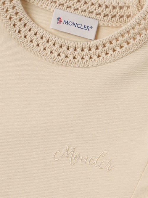 Moncler: 钩编装饰棉质裙子