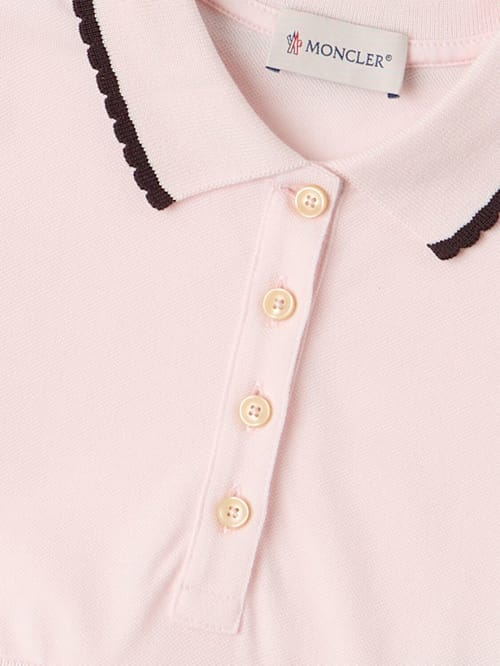 Moncler: 褶皱棉质Polo衫连衣裙