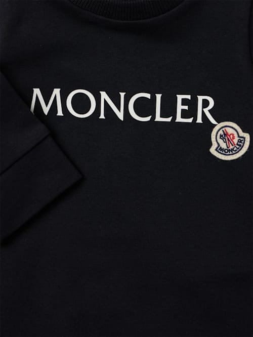 Moncler: 纯棉婴儿连体衣 logo