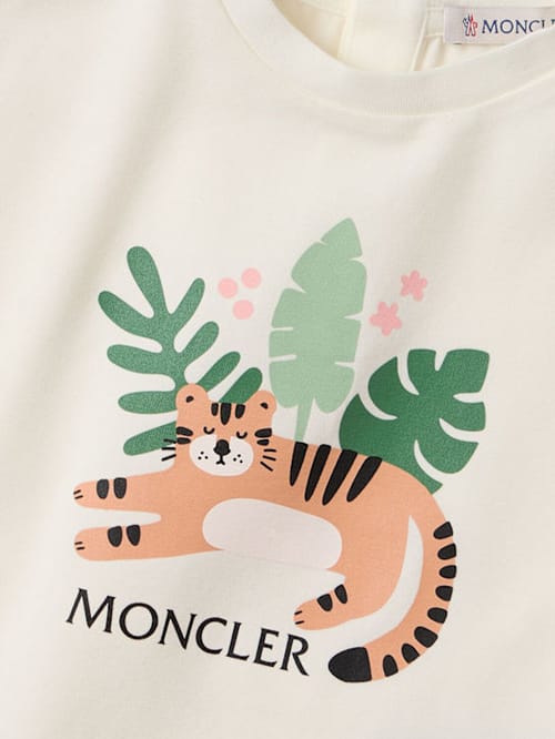 Moncler: 动物图案荷叶边棉T恤
