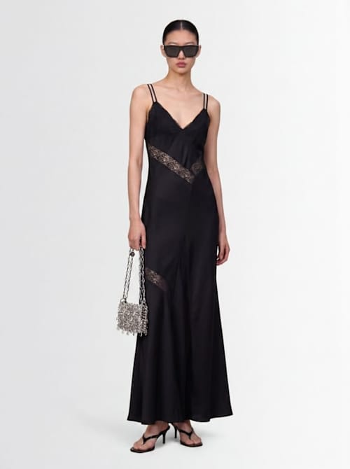 MSGM: Long satin dress with lace