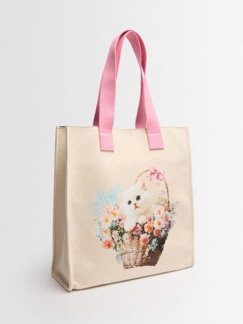 MSGM: 带双手柄的花卉印花手提包