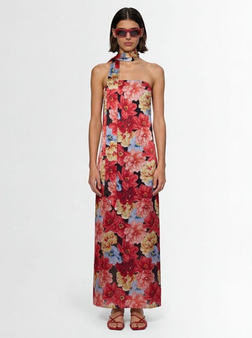 GESTUZ: Printed floral long dress