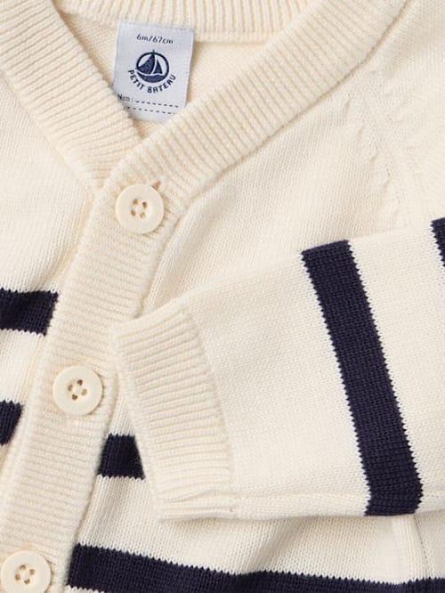 Petit Bateau: Gestreifter Cardigan aus Baumwollstrick