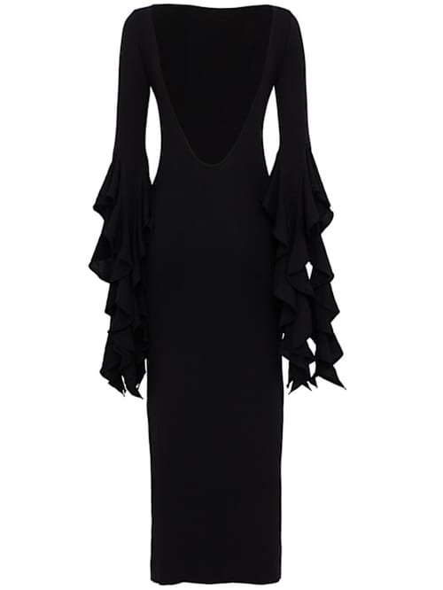 LUISA SPAGNOLI: Long knit dress with flounces
