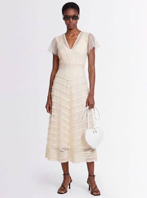LUISA SPAGNOLI: Midi tulle dress with lace