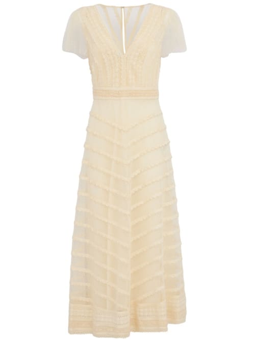 LUISA SPAGNOLI: Midi tulle dress with lace