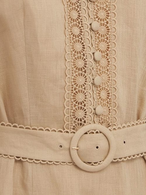 LUISA SPAGNOLI: Abito midi in lino con ricami