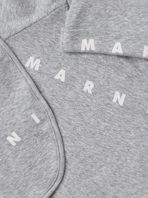 Marni Junior: 棉质logo连体衣、帽子和围嘴
