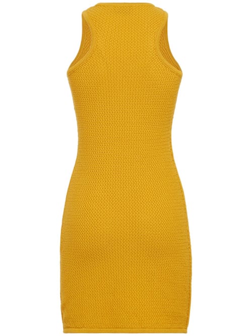 Laneus: Cotton knit sleeveless mini dress