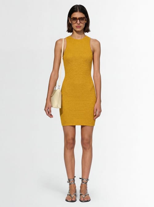 Laneus: Cotton knit sleeveless mini dress