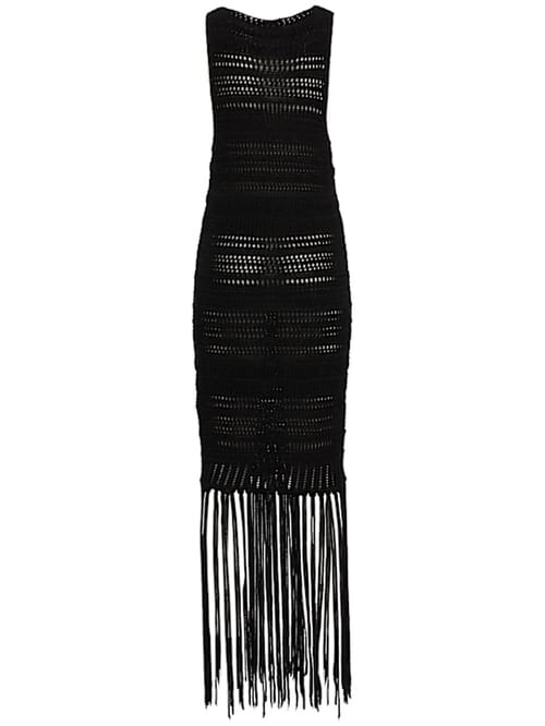 Laneus: Open-knit dress with fringe