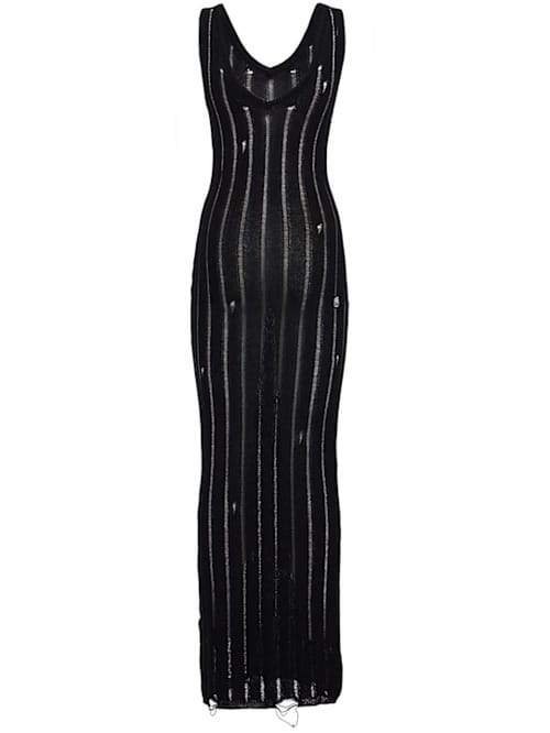 Laneus: Cotton knit openwork dress