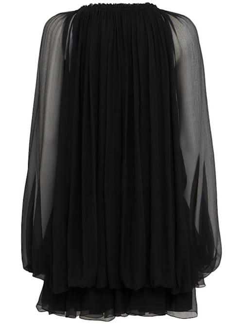Chloé: Gathered silk mousseline mini dress