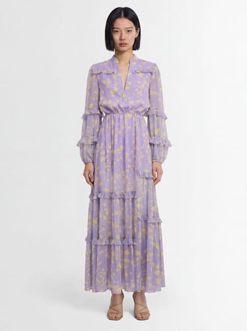 CATALINA: Floral chiffon tiered maxi dress