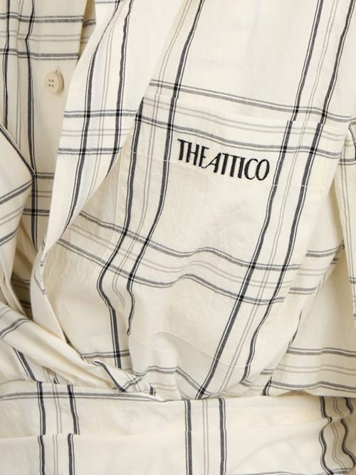 The Attico: Checked cotton mini shirt dress