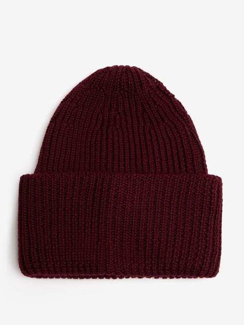 Nine In The Morning: Rippstrickmütze mit Umschlag