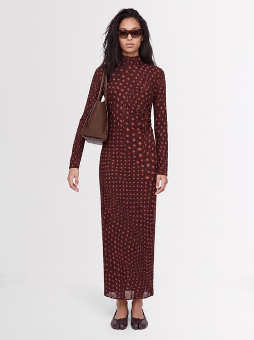 Stella McCartney: Punktmuster Mesh Maxi-Kleid