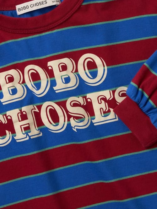 Bobo Choses: Striped long-sleeve T-shirt with embossed logo