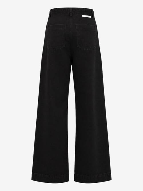 LA PISCINE: Belted pin-tuck denim pants