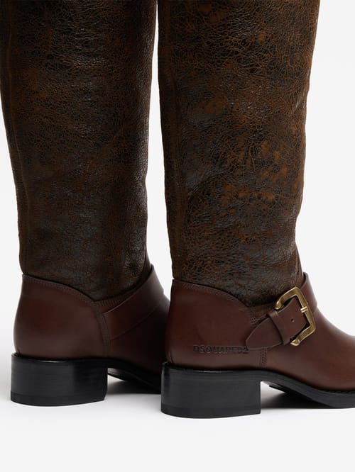 Dsquared2: Canadian leather & fur biker boots