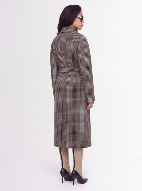 Stella McCartney: Abrigo de lana a cuadros con cinturón