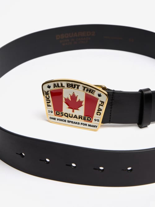 Dsquared2: 40mm Canadian flag leather belt