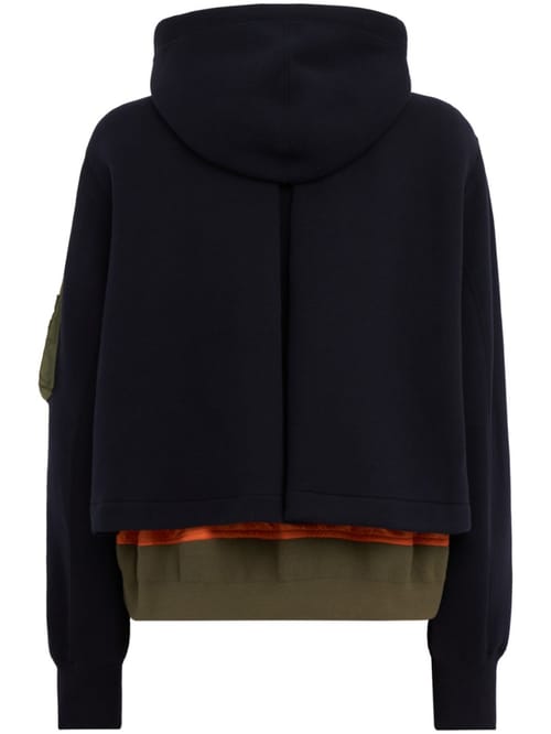 Sacai: 经典海绵运动衫 X 尼龙斜纹连帽衫