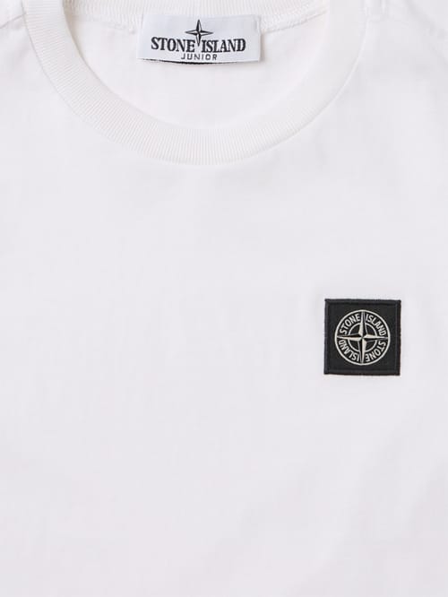 Stone Island Junior: 棉质平纹布标志T恤