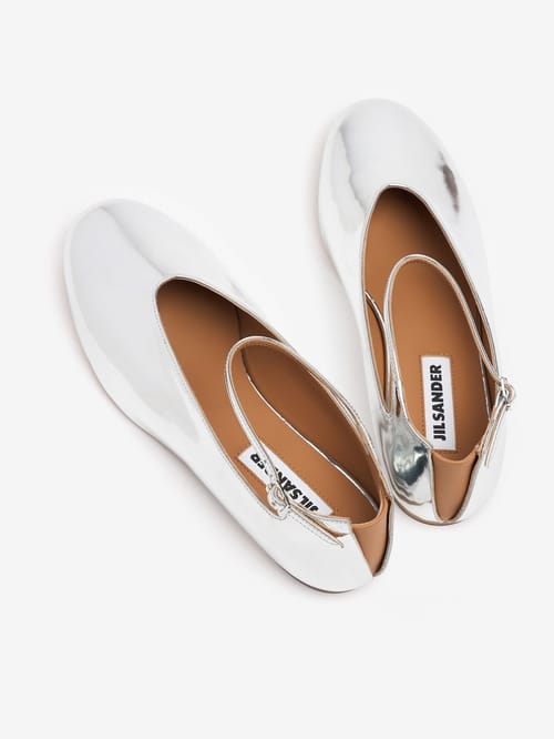 Jil Sander: Elyss metallic leather ballerina flats