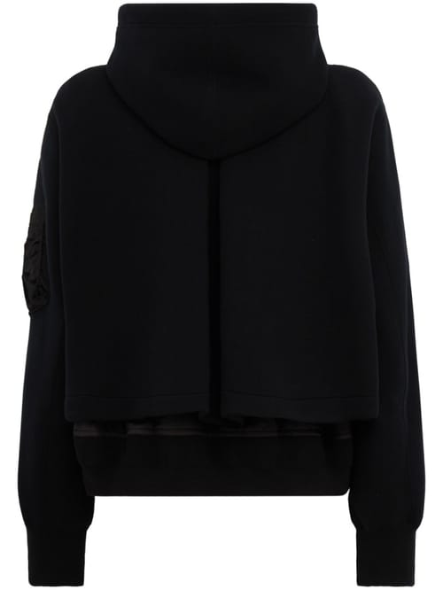 Sacai: Cropped nylon twill zip-up hoodie