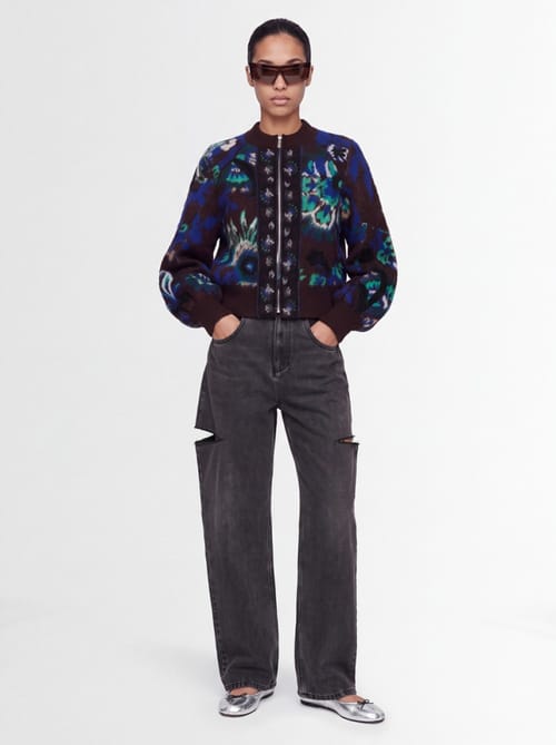Sacai: Floral Jacquard Knit Blouson