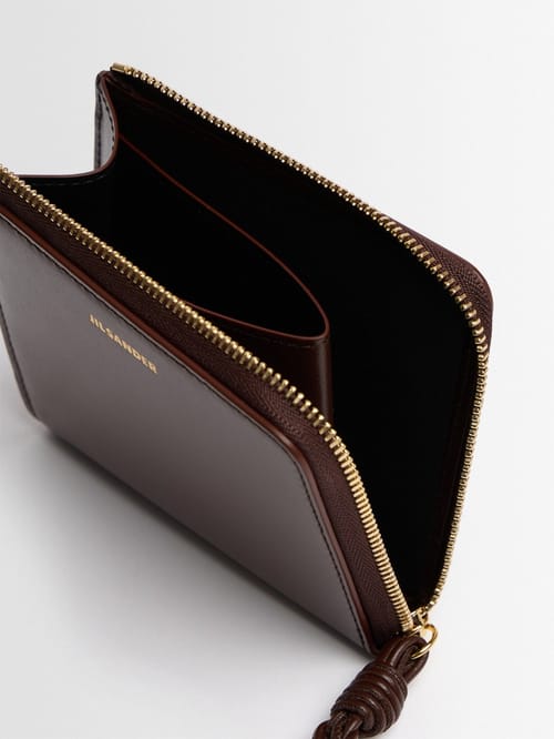 Jil Sander: Zip-around-Kartenetui aus Kalbsleder