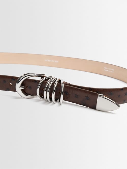 Déhanche: Calf leather Hollyhock double-ring belt