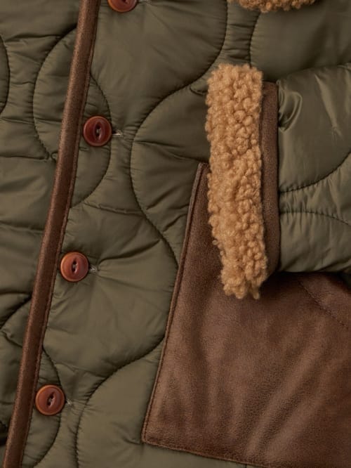 1 + IN THE FAMILY: Quilted jacket with faux fur collar