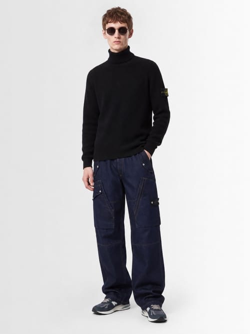 Stone Island: Logo cotton turtleneck sweater