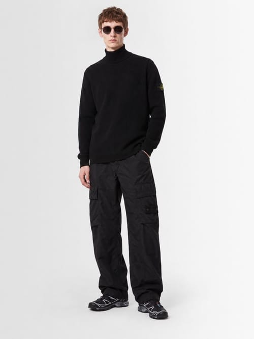 Stone Island: Logo cotton turtle neck sweater
